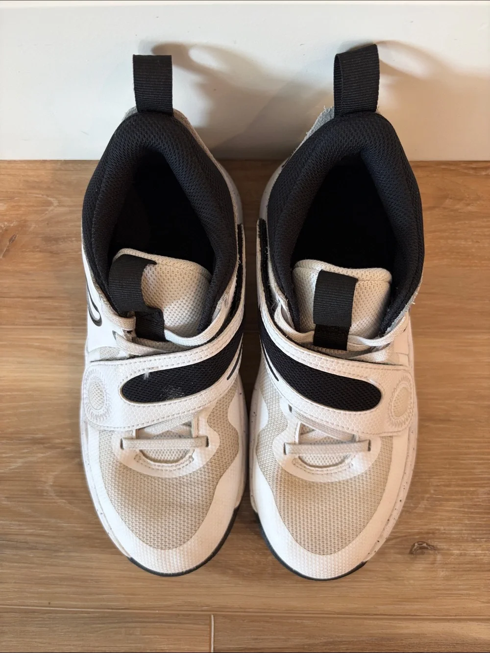 Nike Kids White and Black High-Top Sneakers with Velcro Strap